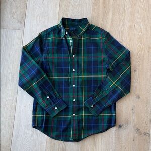 Boy’Green and Blue Plaid Button-Up Shirt